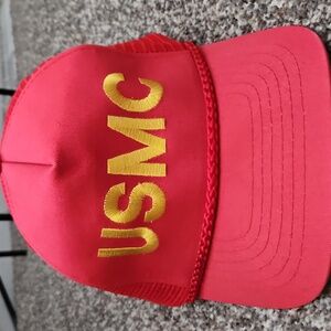 Red USMC Cap with Yellow Embroidery Men Or Women